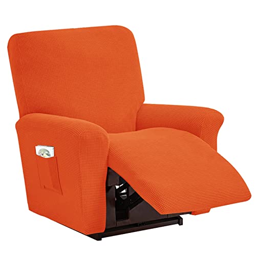 DZYP Sesselbezug 4-teilige Jacquard Sessel-Überwürfe Sesselschoner Stretchhusse Für Relaxsessel Elastischer Bezug Für Fernsehsessel Ruhesessel Liege Sessel (Orange) von DZYP