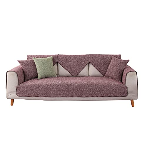 DZYP Sofaüberwurf Sofaabdeckungen Sofaschoner Gesteppte Sofabezug Verdickte Abdeckung Matte Für Sofa L-förmiges Ecksofa Und Chaiselongue (90 * 160cm,Burgunderrot) von DZYP