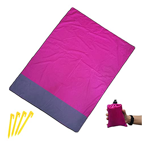 DZYP Stranddecke Picknickdecke Extra Groß 140x200cm Wasserdicht Faltbar Mit 4 Festen Nägeln, Strandmatte für Picknick Camping Strandwandern. (Rose grau) von DZYP