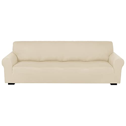 DZYP Stretch Sofabezüge, Spandex Jacquard Elastic Sofa Überwürfe Sesselbezug Sofahusse Sofa Abdeckung Furniture Protector Hussen Für Sofa, Couch, Sessel (4 sitzer,Beige) von DZYP