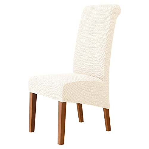 Stuhlhussen Stretch Elastische XL Sitzbezüge Abnehmbare Waschbar Stuhlabdeckung Schutz Stuhlbezug Für Esszimmer, Hochzeit, Zeremonie, Bankett Decor (Beige,4 Stück) von DZYP