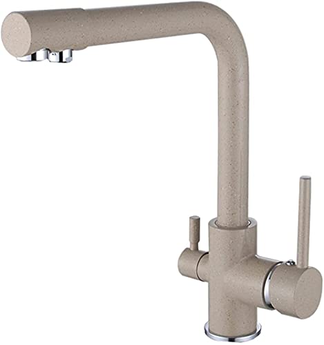Küchenarmatur Messing Küchenspüle Küchenspüle 3 in 1 Drehbar 360° Küchenarmatur mit Trinkwasserfilterauslauf Spültischarmatur Doppelgriff Küchenarmaturen mit Kaltbürste von DZYQAWH