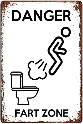Metall-Blechschild mit Aufschrift "Dangerous Fart Zone", WC-Poster, Malerei, Kunst, Toilette, Familie, Badezimmer, Garage, Büro, Bar, Café, Wanddekoration, Vintage-Poster, Geschenk für Damen und von DZYQAWH