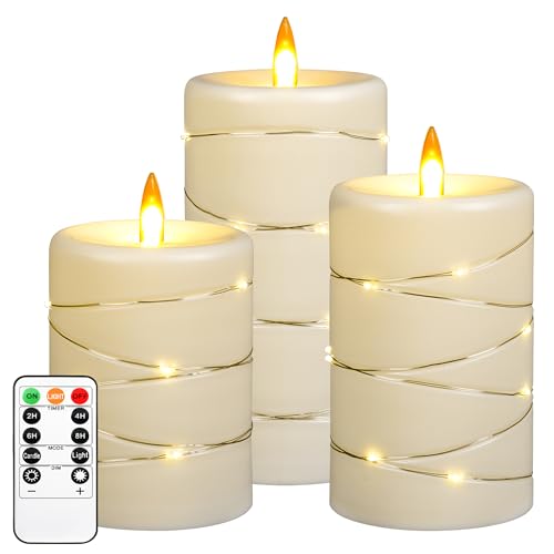 Da by LED-Kerzenlicht, 3 dynamische Flammenkerzen, ein Batterie-Kerzenlicht, realistischere Simulation der Flammenwirkung mit Timer-Fernbedienung. von Da by