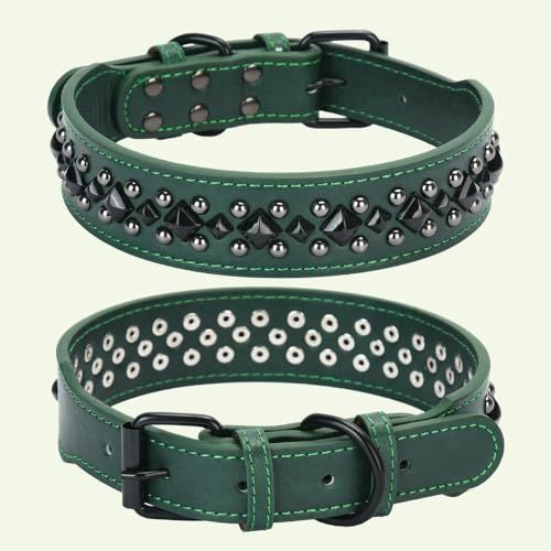 DaBingDian 1 Stück Vintage-Hundehalsband aus schwerem Leder mit Nieten, Bissschutz- und Nackenschutzhalsband. Passend für mittelgroße bis große Hunde. von DaBingDian