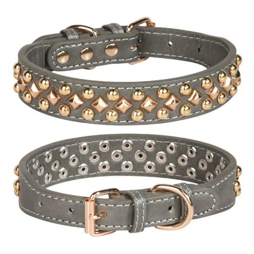 DaBingDian Anti-Biss-Hundehalsband aus Nieten, mittelgroßes und großes Haustierhalsband aus Leder, weich und bequem, verstellbare Größe DaBingDian Anti-Biss-Hundehalsband aus Nieten, mittelgroßes und großes Haustierhalsband aus Leder, weich und bequem, verstellbare Größe von DaBingDian