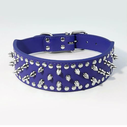 DaBingDian Mops-Hundehalsband, Leder, verstellbare Spikes, Haustierhalsband für mittelgroße Hunde, brauner Bulldog, Coleira para perro, Pitbull, Heimtierbedarf von DaBingDian