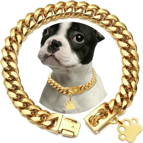 DaBingDian Robustes Hundehalsband mit kubanischer Gliederkette, sicheres Sicherheitsschnallenschloss, Trainingshalsband aus Edelstahl für Haustiere DaBingDian Robustes Hundehalsband mit kubanischer Gliederkette, sicheres Sicherheitsschnallenschloss, Trainingshalsband aus Edelstahl für Haustiere von DaBingDian