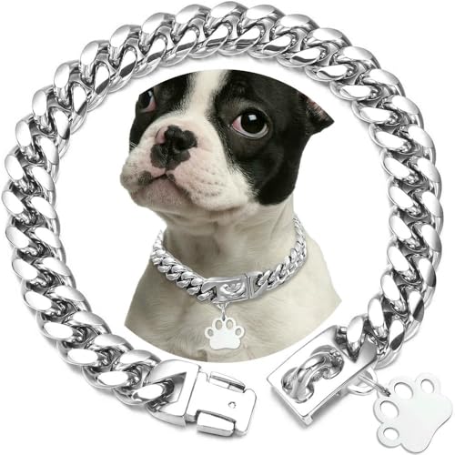 DaBingDian Robustes Hundehalsband mit kubanischer Gliederkette, sicheres Sicherheitsschnallenschloss, Trainingshalsband aus Edelstahl für Haustiere DaBingDian Robustes Hundehalsband mit kubanischer Gliederkette, sicheres Sicherheitsschnallenschloss, Trainingshalsband aus Edelstahl für Haustiere von DaBingDian