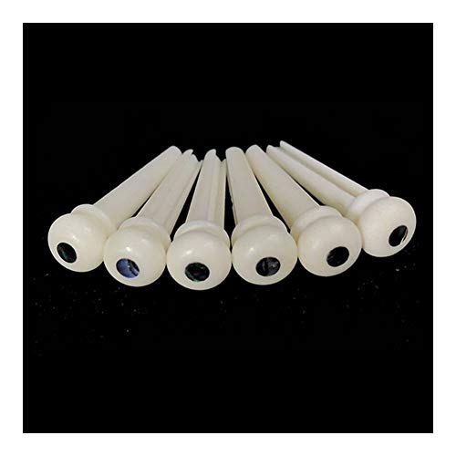 6 stücke Echte Knochen Akustikgitarre Bridge Pins Pure Bone Ebenholz Bridge Pin Mit Messingkreis Für Volksgitarre Ersatz Zubehör DaJiKan (Color : Bone 2) von DaJiKan