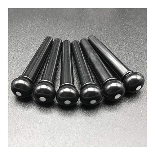 6 stücke Echte Knochen Akustikgitarre Bridge Pins Pure Bone Ebenholz Bridge Pin Mit Messingkreis Für Volksgitarre Ersatz Zubehör DaJiKan (Color : Plastic Black) von DaJiKan