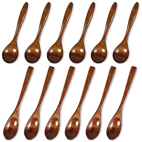 DaKuan Holzlöffel, 2 kleine Holzlöffel, Holzlöffel zum Essen, Suppe, Reis, Kaffee, Gewürze, Tee, Marmelade (15,2 cm und 14 cm) von DaKuan