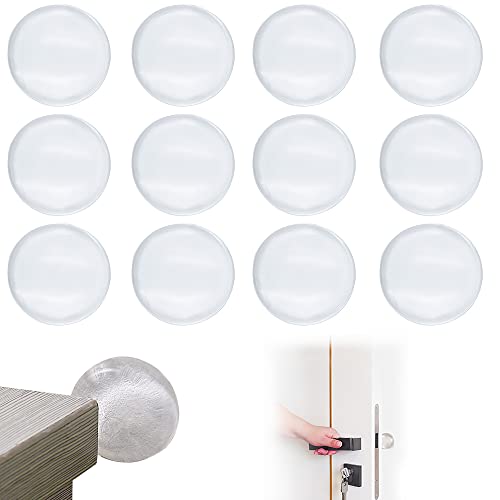 DaKuan Türknauf-Wandschutz, 3,9 cm, transparent, rund, weich, Gummi, selbstklebend, 12 Stück von DaKuan