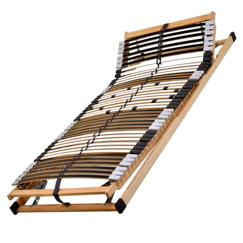DaMi MediFlex T200 7-Zonen Lattenrost mit Kopf- & Fußverstellung, 90x200 cm, aus Buchenholz fertig montiert, 42 Leisten, extrem ergonomisch & stabil, Bettrahmen Lattenrahmen Federlatten Bed Frame von DaMi