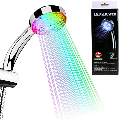 LED Duschkopf mit Licht, Handbrause Dusche LED mit Farbwechsel 7 Farben Licht, Automatische Wasserhahn Bunt Duschkopf für Badezimmer, Duschbrause Wassersparend, Keine Batterie Erforderlich, Chrom von DaMohony