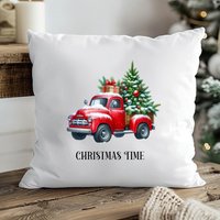 Kissenbezug 40x40 cm Christmas Time - Weihnachts Kissenhülle Mit Rotem Truck & Tannenbaum, Festliche Sofa Deko Und Geschenkidee Kissenbezug 40x40 cm Christmas Time - Weihnachts Kissenhülle Mit Rotem Truck & Tannenbaum, Festliche Sofa Deko Und Geschenkidee von DaNikoKreativzauber