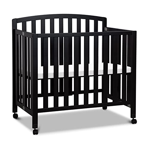 DaVinci Dylan faltbares tragbares 3-in-1 Mini-Kinderbett und Doppelbett in Ebenholz, Greenguard Gold zertifiziert von DaVinci