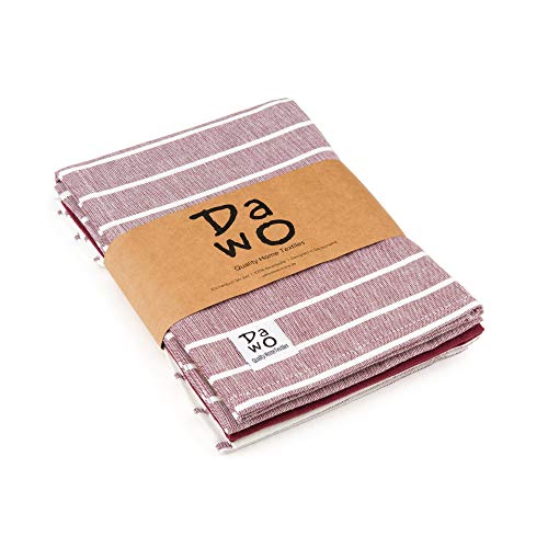 DaWo 3er-Set Geschirrtücher/Küchentücher aus 100% Baumwolle in Bordeaux mit Aufhänger | Öko-Tex Standard | weitere Farben erhältlich | 50x70 cm | stark mit 200g/m2 (Bordeaux) von DaWo