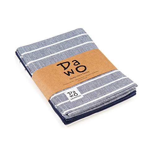DaWo 3er-Set Geschirrtücher/Küchentücher aus 100% Baumwolle in Marineblau mit Aufhänger | Öko-Tex Standard | weitere Farben erhältlich | 50x70 cm | stark mit 200g/m2 (Marineblau) von DaWo