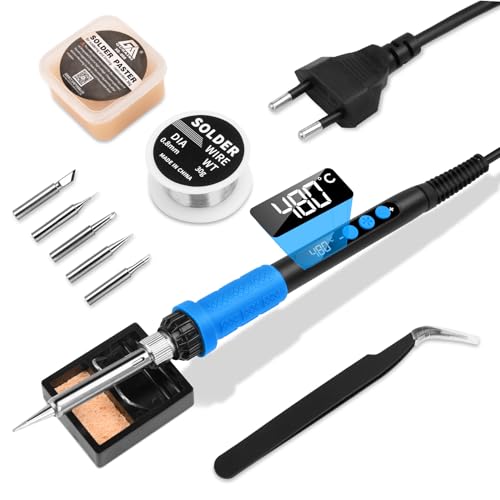 Daakro Lötkolben Set 90W Blau mit Einstellbarer Temperatur 180 °C - 480 °C& thermostatischem Design, LCD Bildschirm Lötset mit Lötdraht, 5 Lötspitzen und Lötkolbenständer für Schweißreparaturen Daakro Lötkolben Set 90W Blau mit Einstellbarer Temperatur 180 °C - 480 °C& thermostatischem Design, LCD Bildschirm Lötset mit Lötdraht, 5 Lötspitzen und Lötkolbenständer für Schweißreparaturen von Daakro