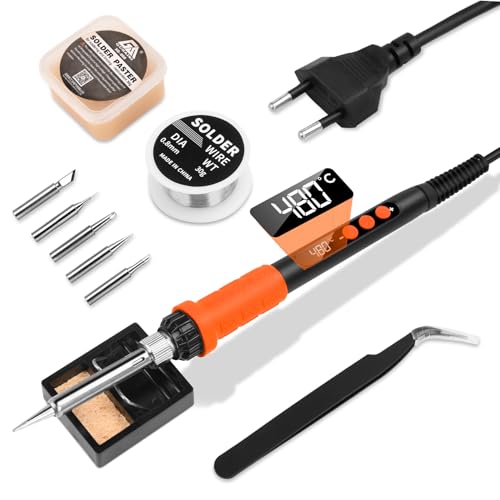 Daakro Lötkolben Set 90W Orange mit Einstellbarer Temperatur 180 °C - 480 °C& thermostatischem Design, LCD Bildschirm Lötset mit Lötdraht, 5 Lötspitzen und Lötkolbenständer für Schweißreparaturen Daakro Lötkolben Set 90W Orange mit Einstellbarer Temperatur 180 °C - 480 °C& thermostatischem Design, LCD Bildschirm Lötset mit Lötdraht, 5 Lötspitzen und Lötkolbenständer für Schweißreparaturen von Daakro