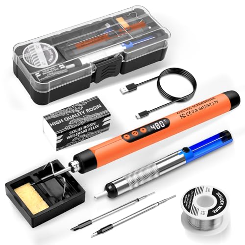 Daakro Wireless Soldering Iron Set - Lötkolben Set With Stand, Wireless Soldering Tips and Soldering Stand with Adjustable Temperature (Orange) von Daakro