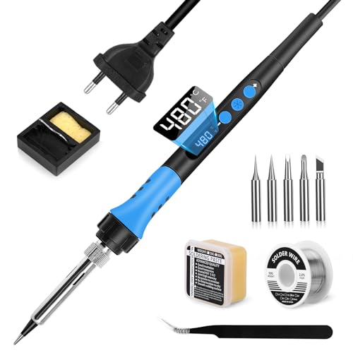 Lötkolben Set, Daakro 90W Lötkolben mit Einstellbarer Temperatur 180 °C - 480 °C& thermostatischem Design, LCD Bildschirm Lötset mit Lötdraht, 5 Lötspitzen und Lötkolbenständer für Schweißreparaturen Lötkolben Set, Daakro 90W Lötkolben mit Einstellbarer Temperatur 180 °C - 480 °C& thermostatischem Design, LCD Bildschirm Lötset mit Lötdraht, 5 Lötspitzen und Lötkolbenständer für Schweißreparaturen von Daakro