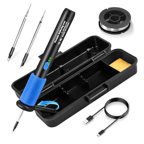 Wireless Soldering Iron Set - Lötkolben Set With Stand, Wireless Soldering Tips and Soldering Stand with Adjustable Temperature (Blue) von Daakro