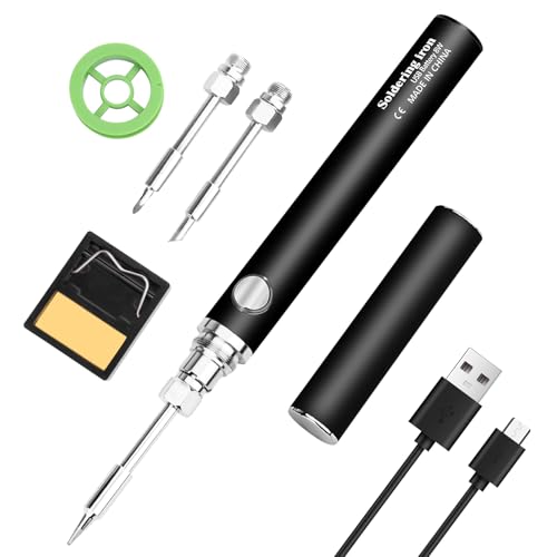 Wireless Soldering Iron Set - USB Cordless 3 Temperature Adjustment Soldering Tool Kit for Welding Repair (Black) von Daakro