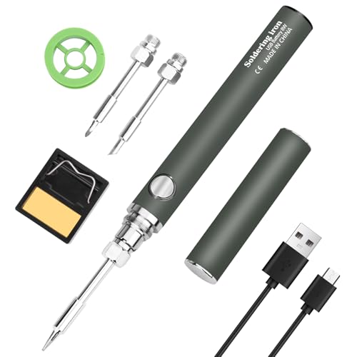 Wireless Soldering Iron Set - USB Cordless 3 Temperature Adjustment Soldering Tool Kit for Welding Repair (Grey) von Daakro