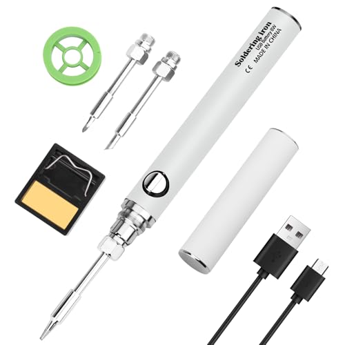 Wireless Soldering Iron Set - USB Cordless 3 Temperature Adjustment Soldering Tool Kit for Welding Repair (White) von Daakro