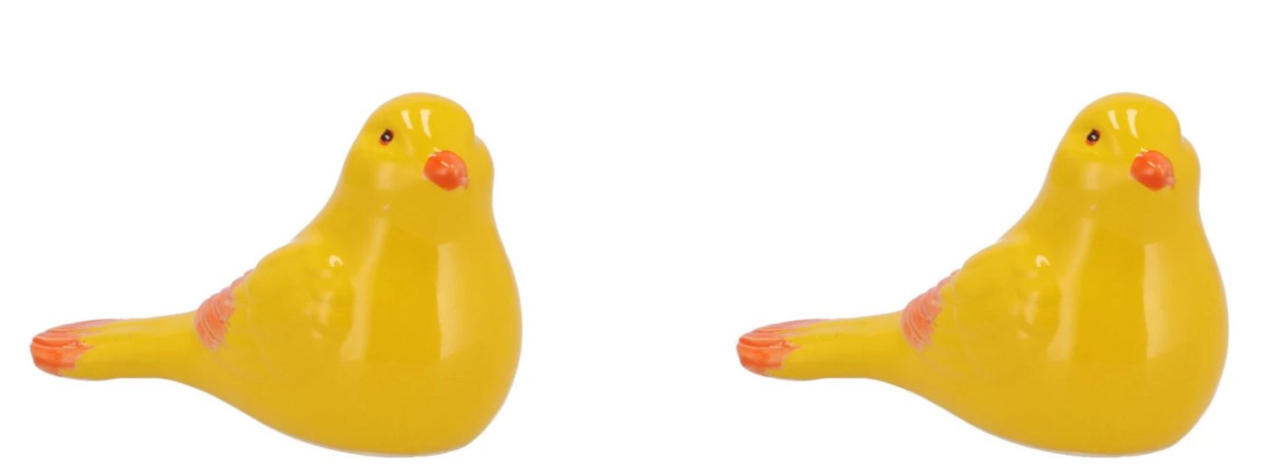 Daan Kromhout Dekofigur 2er Set Vögelchen Gelb Orange Sommerlich Garten Deko 16 cm (2 St), Handmade von Daan Kromhout