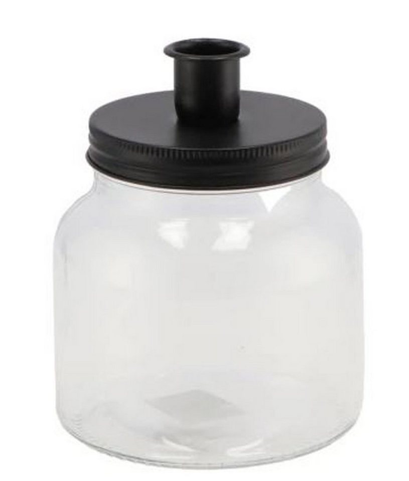 Daan Kromhout Kerzenhalter Kerzenhalter Glas 11 x 11 cm klar / schwarz Drehverschluss (1 St) von Daan Kromhout