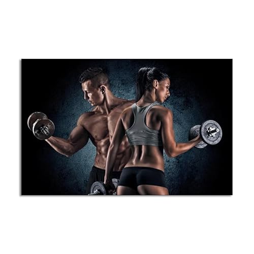 DaanaH Hantel Gewichtheber Männer und Frauen Wand Bilder Fitnessstudio Bodybuilding Inspirierende Leinwand Bild Fitness Sportplakate Fitnessraum Schlafzimmer Dekor（Kein Rahmen） von DaanaH