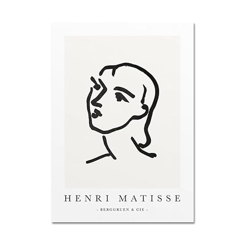 Henri Matisse Frau Face Canvas Poster abstrakte Linie Wand Bilder Skandinavischer Stil Bild Matisse Abstract Bilder Wohnzimmer Wohnzimmer Dekor（Kein Rahmen） von DaanaH