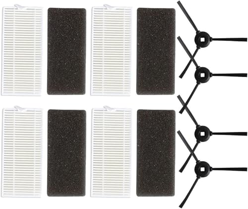 Daaxing (8 Stück) HEPA-Filter-Set mit Seitenbürsten, für Lefant M200 M201 M501 T700 Roboter-Staubsaugern, 4 HEPA-Filter, 4 Seitenbürsten von Daaxing