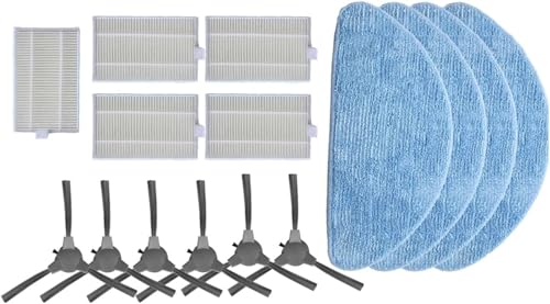 Daaxing 15 Stück Filter-Seitenbürsten-Wischtücher passend für Zigma Spark 980 981 Roboter-Staubsauger-Ersatzteile, 5 Filter, 6 Seitenbürsten, 4 Wischtücher von Daaxing