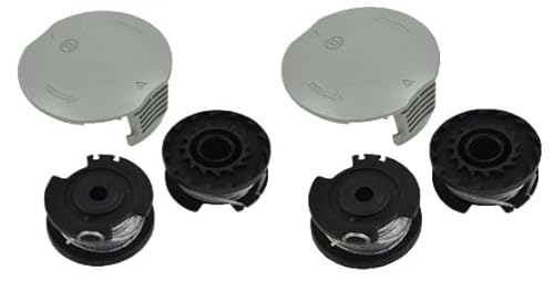 Daaxing Rasentrimmerspule & Abdeckung, passend für Bosch Easy Grass Cut 23 26 18 18-230 18-260 18-26 F016800569 F016800385 F016F05320, 1,6 mm Fadentrimmerspule für Bosch (4 Spulen Schnur + 2 von Daaxing