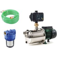 DAB EuroInox 40/80 M + Control-D + Schlauch 7 m - Hauswasserwerk - 7.200 L/Std. - 1480W - Förderhöhe 59 m - Rostfreier Stahl - Komplettes Startpaket von Dab
