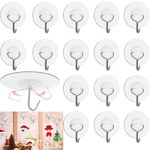 16*Transparente Selbstklebende Handtuchhaken, Transparente Klebehaken,Runder Haken Selbstklebende Wandhaken Ohne Bohren, Geeignet FüR Wand- Und Deckenhaken In KüChe, Badezimmer von DabbOo