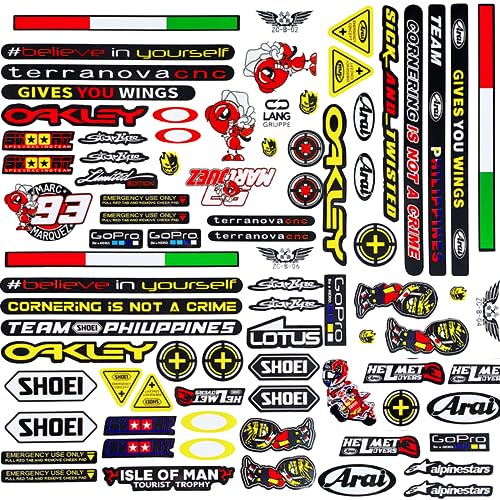 3 Teilig Motorsport Aufkleb Motorrad Fahrrad Racing Tuning Aufkleber Set Motocross Helm Vinylaufkleber Sticker Geeignet für Motorräder, Skateboard, Auto, Rollerhelm und Geländemotorräder(F) von DabbOo