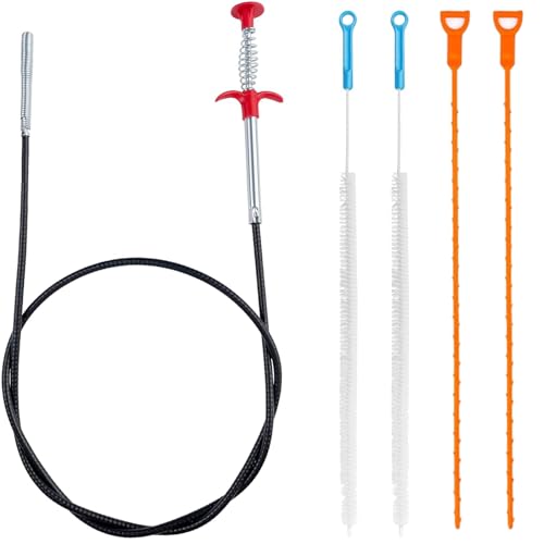 5 Stück Abflussspirale Rohrreinigungsspirale Pömpel Abfluss für Küchenspülen Verstopfte Badezimmerabflüsse Mit Blumen-abflussfilter Spiralförmiges Abflussrohrverstopfte Rohre Befreien von DabbOo