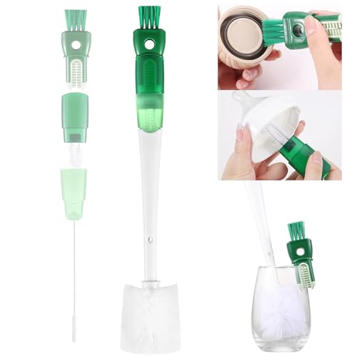 5 in1 Multifunctional Water Bottle Cleaning Brush Flaschenbürste Lang Baby Bürste mit 5 Bürstenköpfen Straw Cleaner Brush Set Geeignet für Babyflaschen,Thermosflaschen,Strohhalme(Grün) von DabbOo