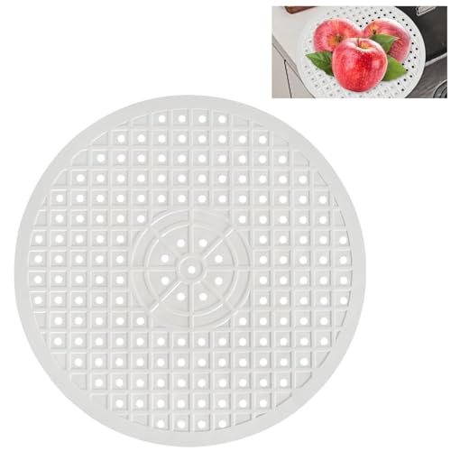 Spulbeckeneinlag Rund Waschbeckenunterlage Silikon Spülmatte für Spülbecken Schneidbare rutschfeste Ablaufmatte Schutzmatte Spülbeckeneinlage Sink Mat Geeignet für Geschirr und Becken(Weiß) von DabbOo