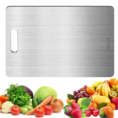 Titanium Cutting Board 304 Stainless Steel Chopping Board Doppelseitiges Schneidebrett in Lebensmittelqalität 34 x 23 cm Geeignet Zum Schneiden von Fleisch Obst Gemüse und Kneten von Teig in der Küche Titanium Cutting Board 304 Stainless Steel Chopping Board Doppelseitiges Schneidebrett in Lebensmittelqalität 34 x 23 cm Geeignet Zum Schneiden von Fleisch Obst Gemüse und Kneten von Teig in der Küche von DabbOo