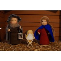 Heilige Familie Aus Wollfilz, 15cm, Maria Josef Und Jesuskind, Set 4-Teilig, Krippenfiguren Gefilzt, Waldorf Jahreszeitentisch Weihnachten von DaberaShop