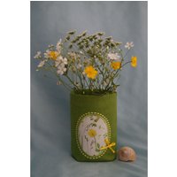Lichtbeutel/Vase Sommerwiese Klein Handgemacht Bestickt Waldorf Jahreszeitentisch Daniela Drescher Stoff von DaberaShop