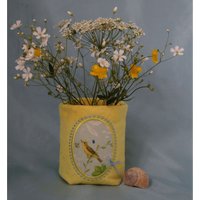 Lichtbeutel/Vase Vogel Klein Handgemacht Bestickt Waldorf Jahreszeitentisch Frühling Daniela Drescher Stoff von DaberaShop