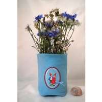 Vase/Lichtbeutel Pippa Pelle Blau Klein Handgemacht Bestickt Waldorf Jahreszeitentisch Daniela Drescher Stoff von DaberaShop