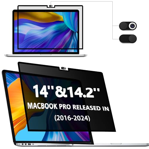 Dabernur Blickschutzfilter Nano Adsorption Abnehmbar für MacBook Pro 14 Zoll 2021-2023 (M1-M2, A2442/A2779), Anti Glare Blaulicht Blickschutzfolie Sichtschutzfolie Sichtschutz Privacy von Dabernur